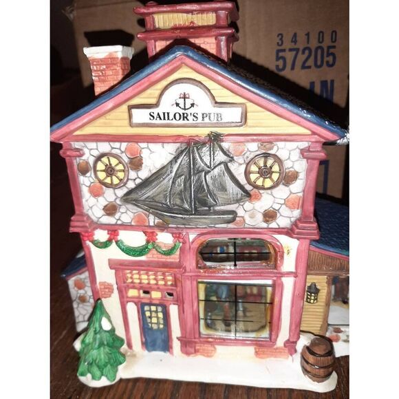 Vintage Christmas Delights Sailors Pub Porcelain Christmas Holiday Village - Picture 2 of 9